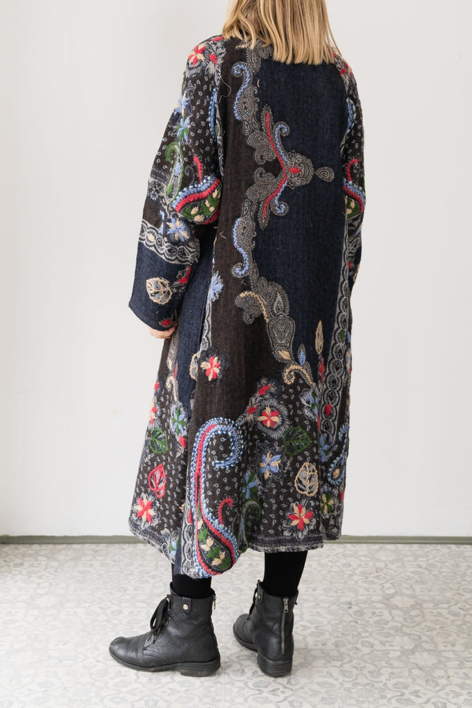 Embroidered Wool Duster - Tay - BaBa Imports - The Wardrobe