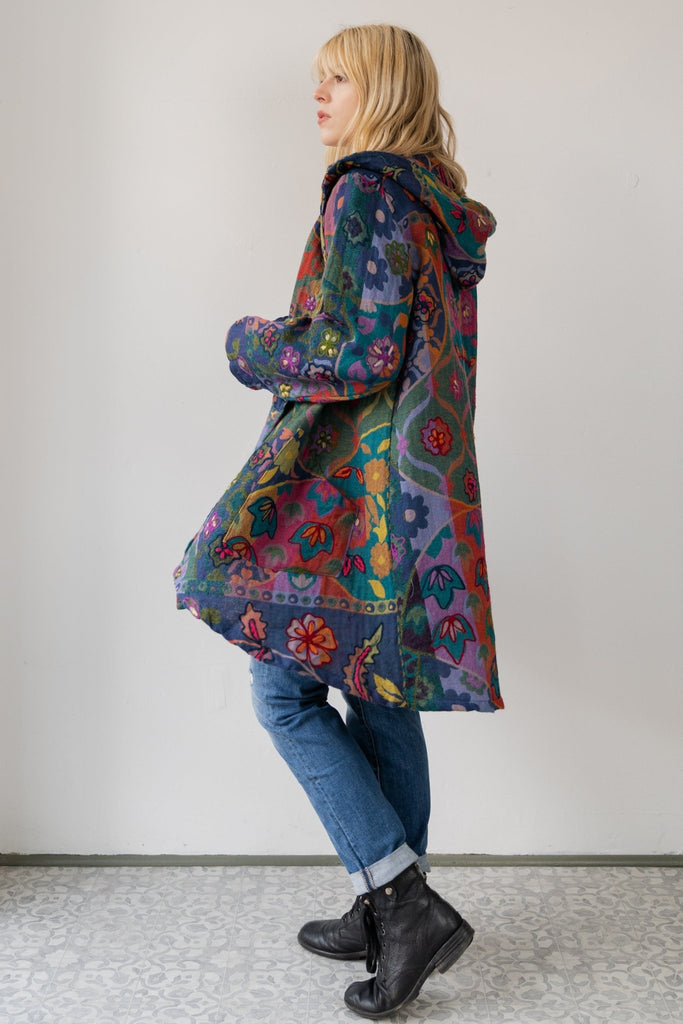 Embroidered Wool Hoodie Jacket - Flora - BaBa Imports - The Wardrobe