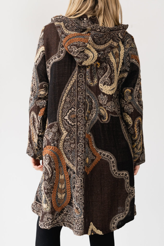 Embroidered Wool Hoodie Jacket - Nicola - BaBa Imports - The Wardrobe