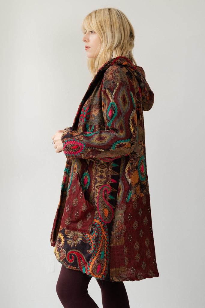 Embroidered Wool Hoodie Jacket - Quinn - BaBa Imports - The Wardrobe