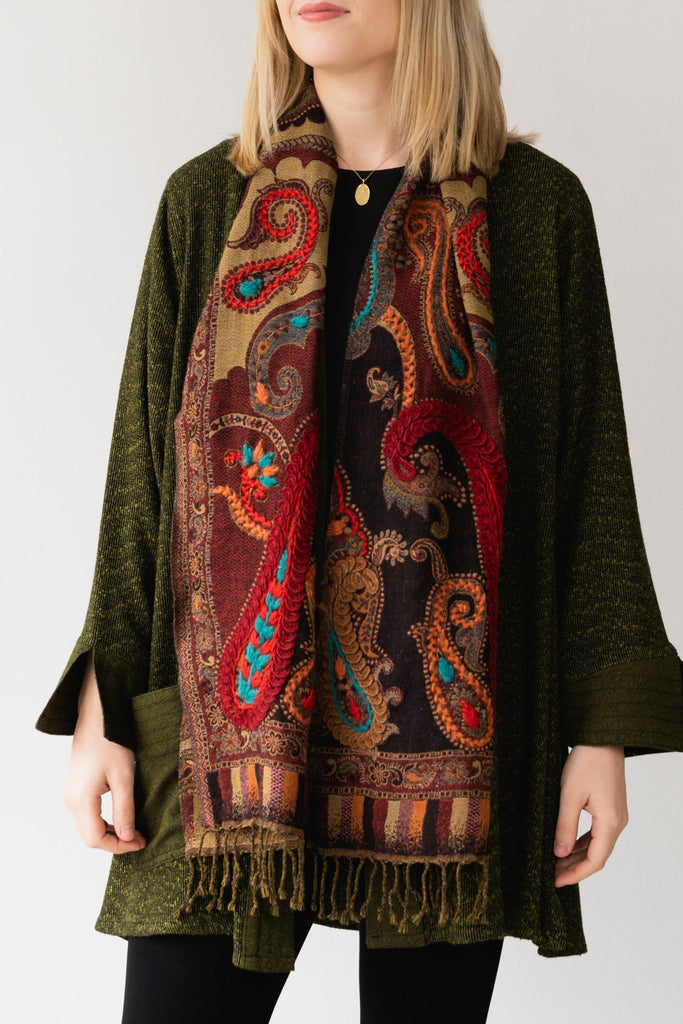 Embroidered Wool Scarf - Alana - Dairi - The Wardrobe