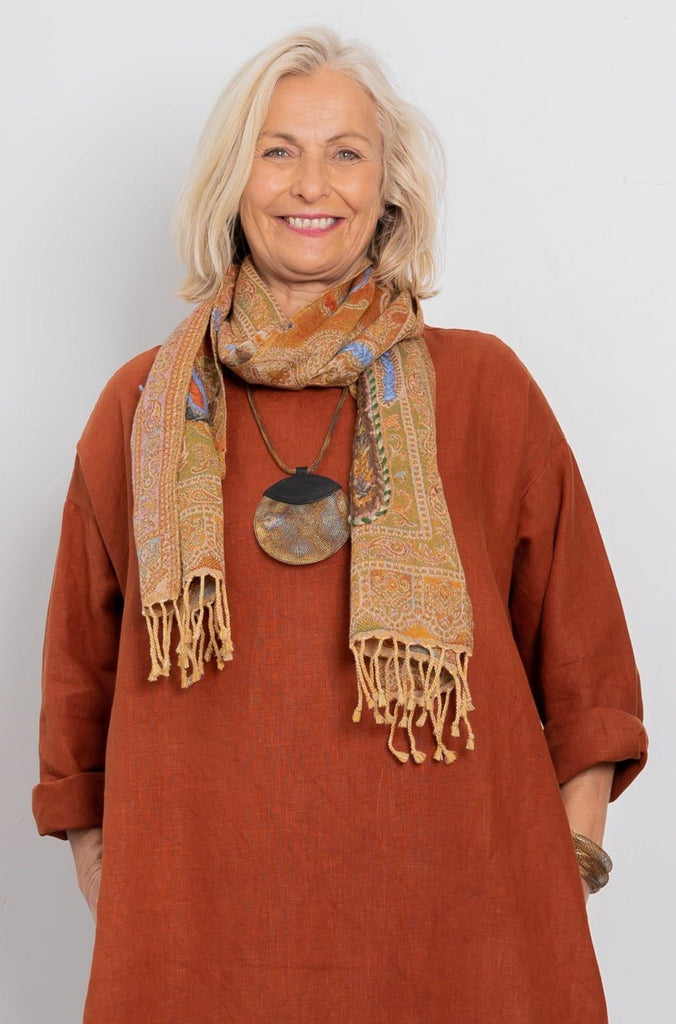 Embroidered Wool Scarf - Goldie - BaBa Imports - The Wardrobe