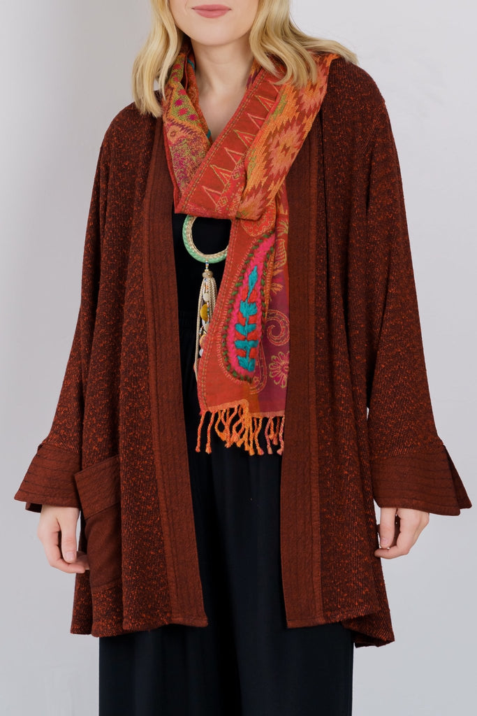 Embroidered Wool Scarf - Ruby - BaBa Imports - The Wardrobe