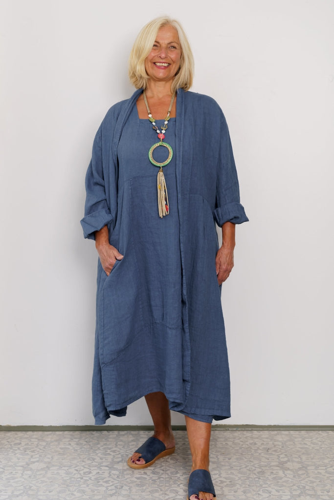 Frida Long Linen Duster - Made in Italy - The Wardrobe