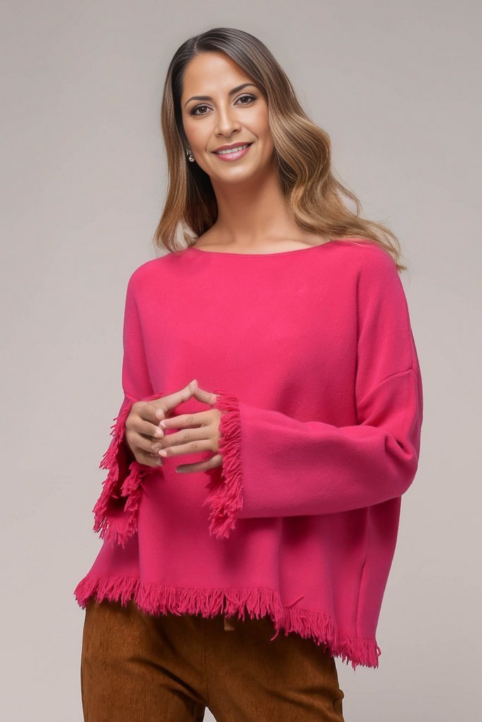 One shoulder fringe discount sweater