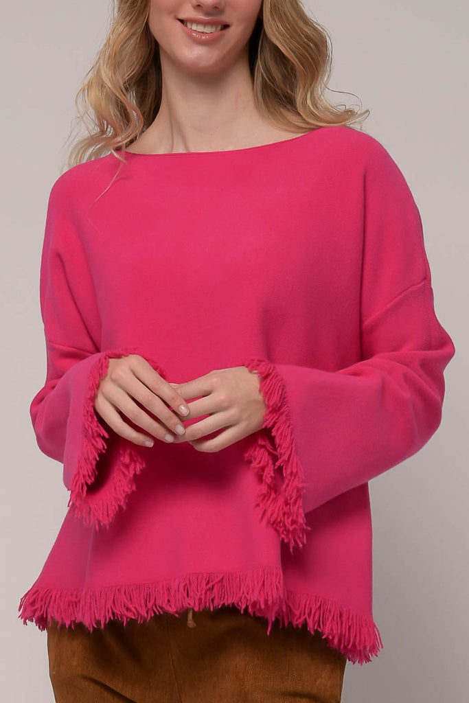 Fringe Sweater (One-Size) - Ekru by Linen Luv - The Wardrobe