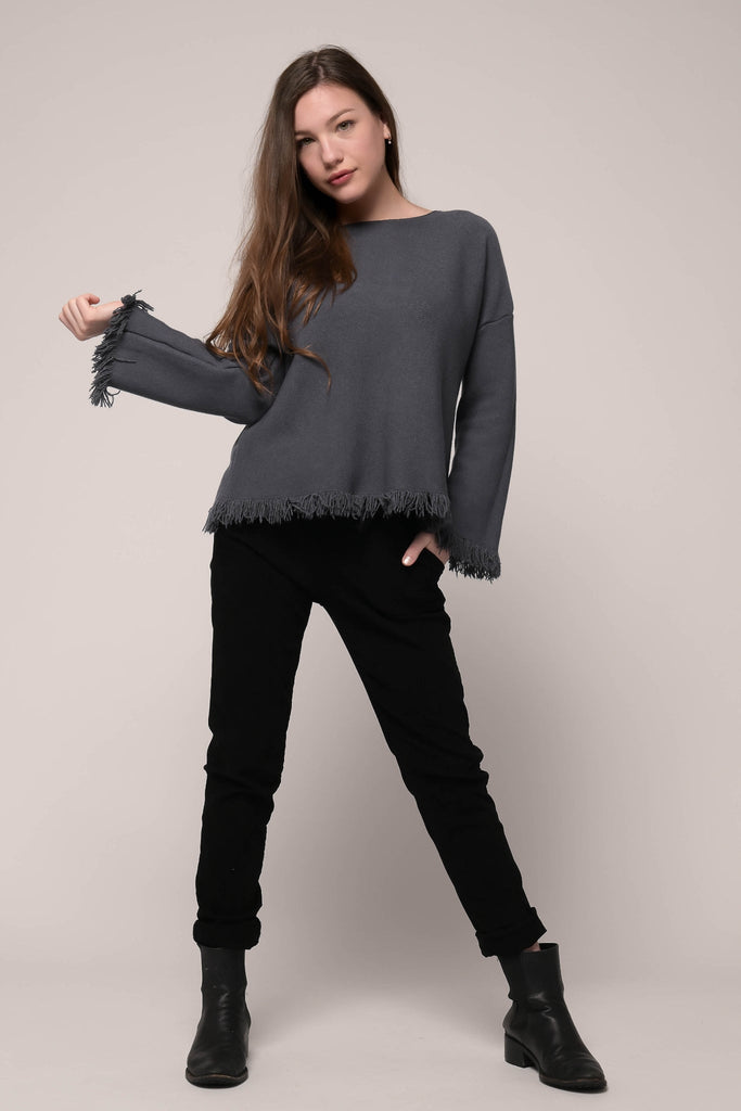 Fringe Sweater (One-Size) - Ekru by Linen Luv - The Wardrobe