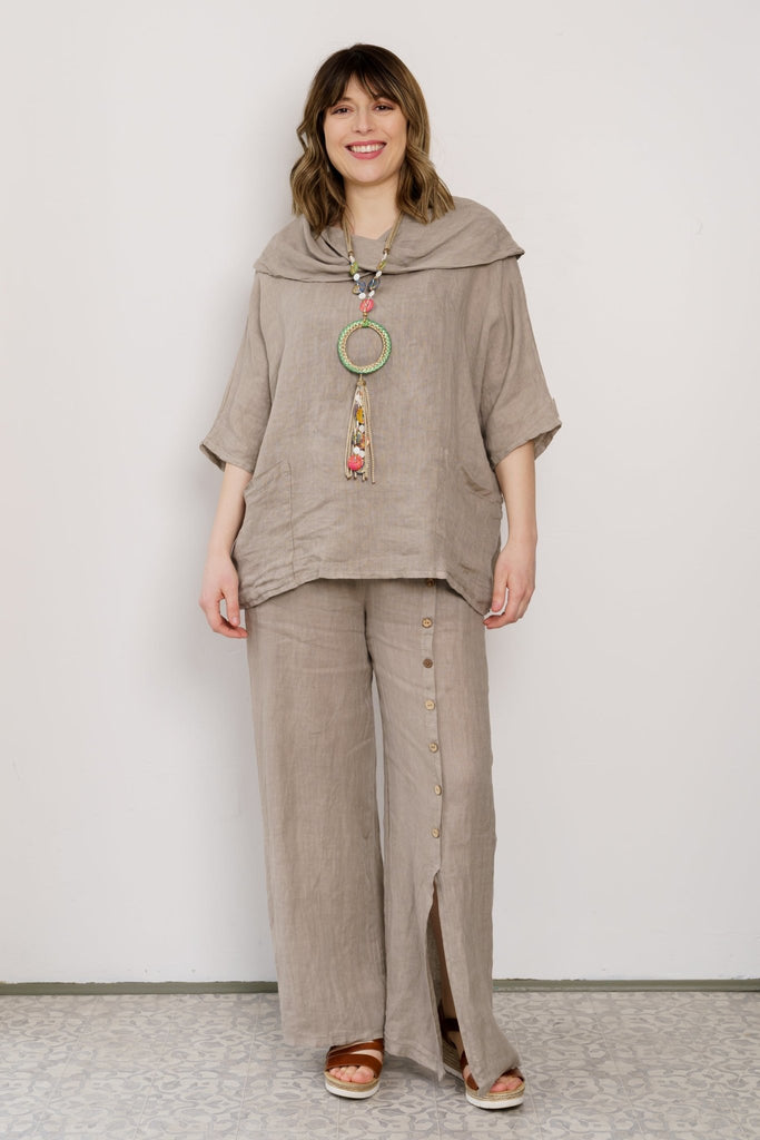 Giada Linen Cowl Top - Linen Luv - The Wardrobe