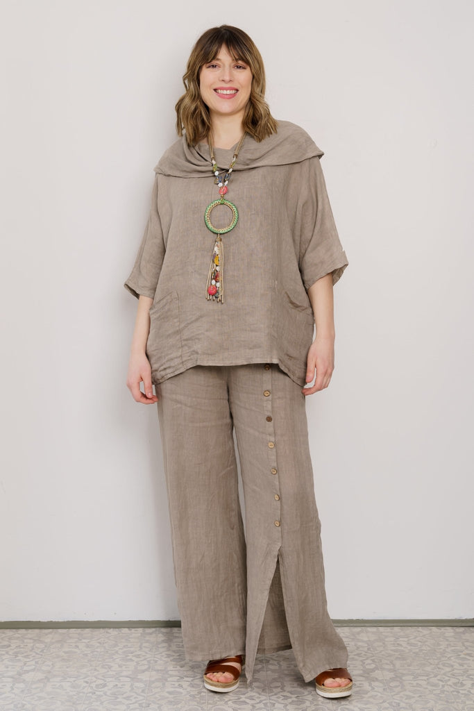 Giada Linen Cowl Top - Linen Luv - The Wardrobe