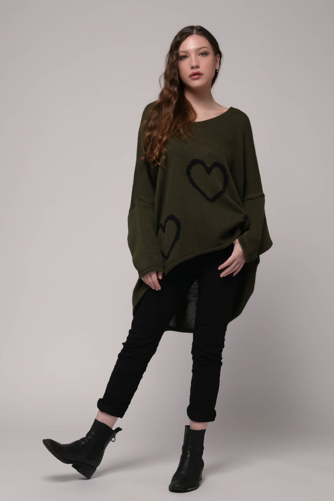 Hearts Sweater (One Size) - Ekru by Linen Luv - The Wardrobe