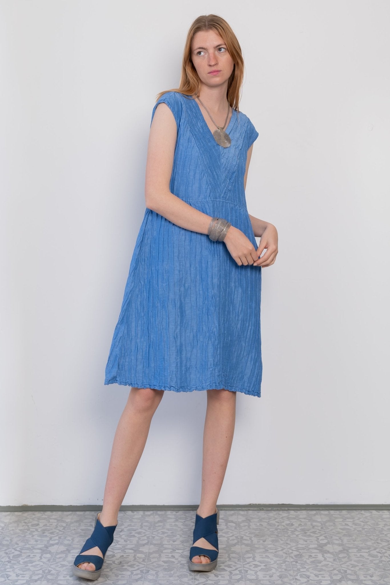 Silk linen cheap dress