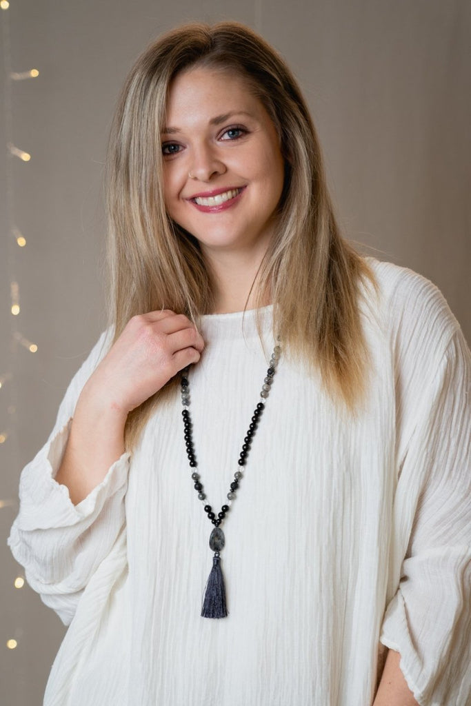 Lava Stone Tassel Necklace - Serenity 108 - The Wardrobe