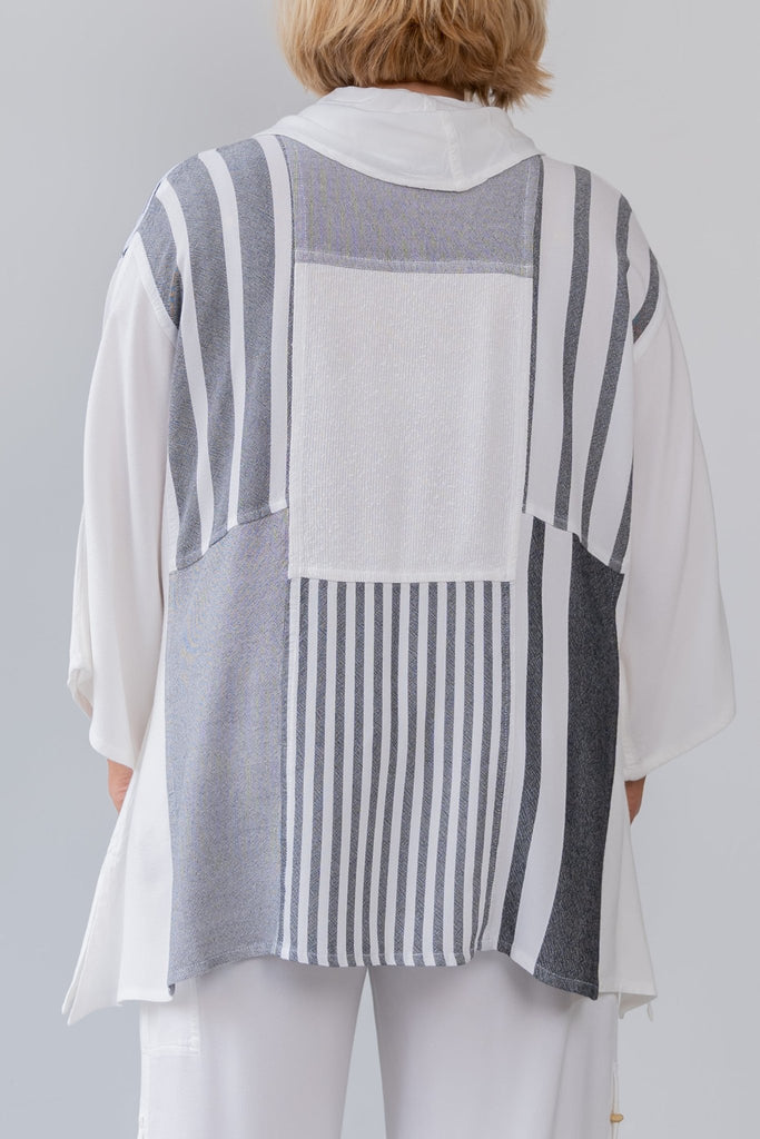 Mixed Print Cowl Top - White - Dairi - The Wardrobe