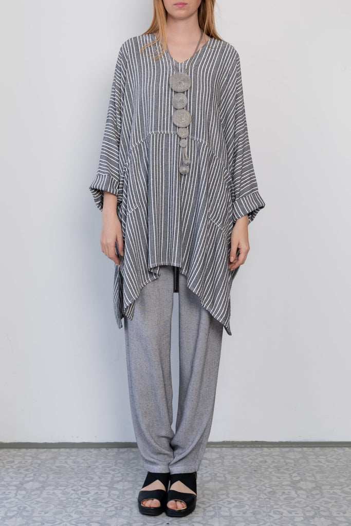 Oversize Stripe Top - Grey - Dairi - The Wardrobe