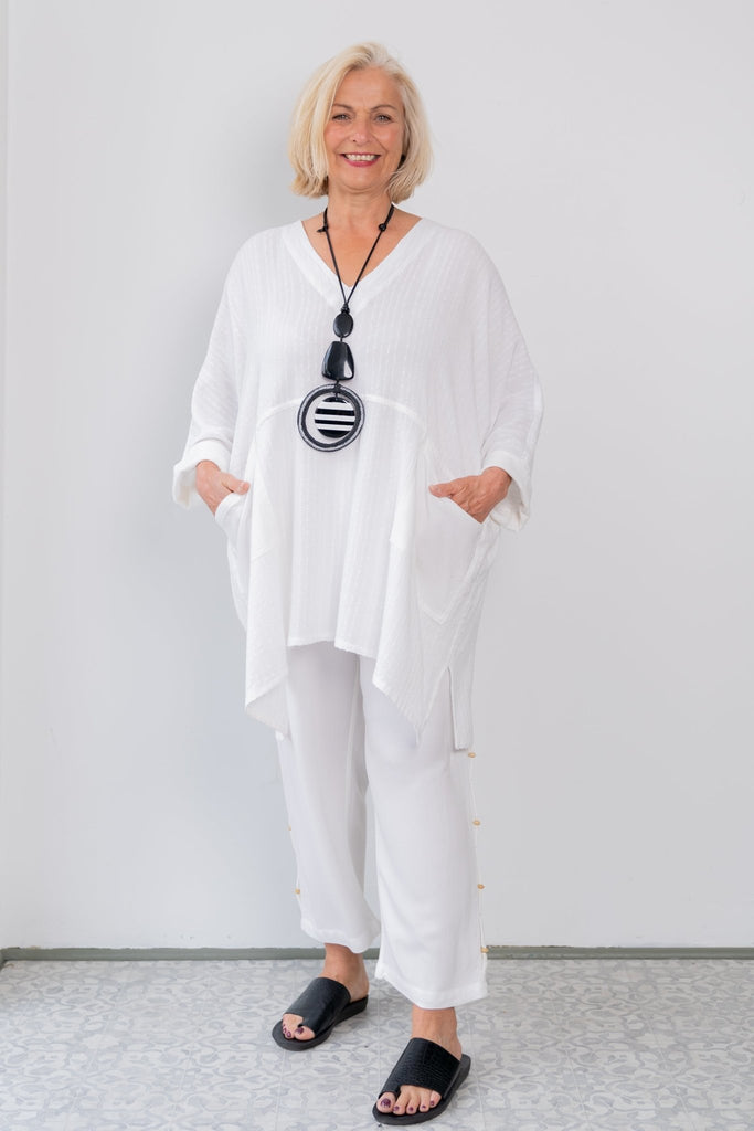 Oversize Stripe Top - White - Dairi - The Wardrobe
