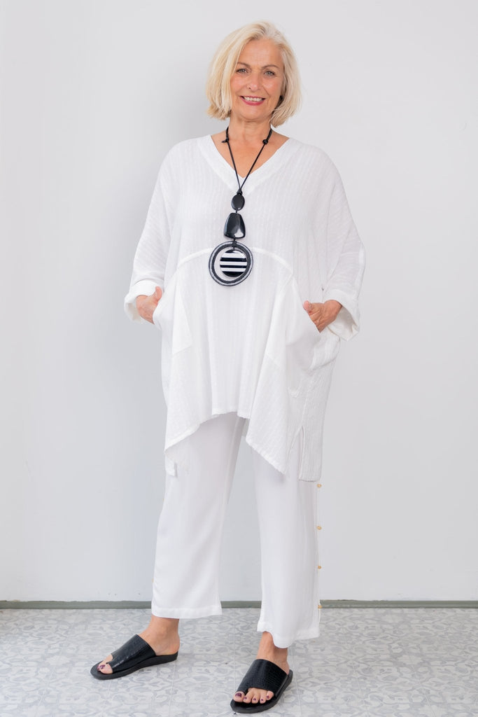 Oversize Stripe Top - White - Dairi - The Wardrobe