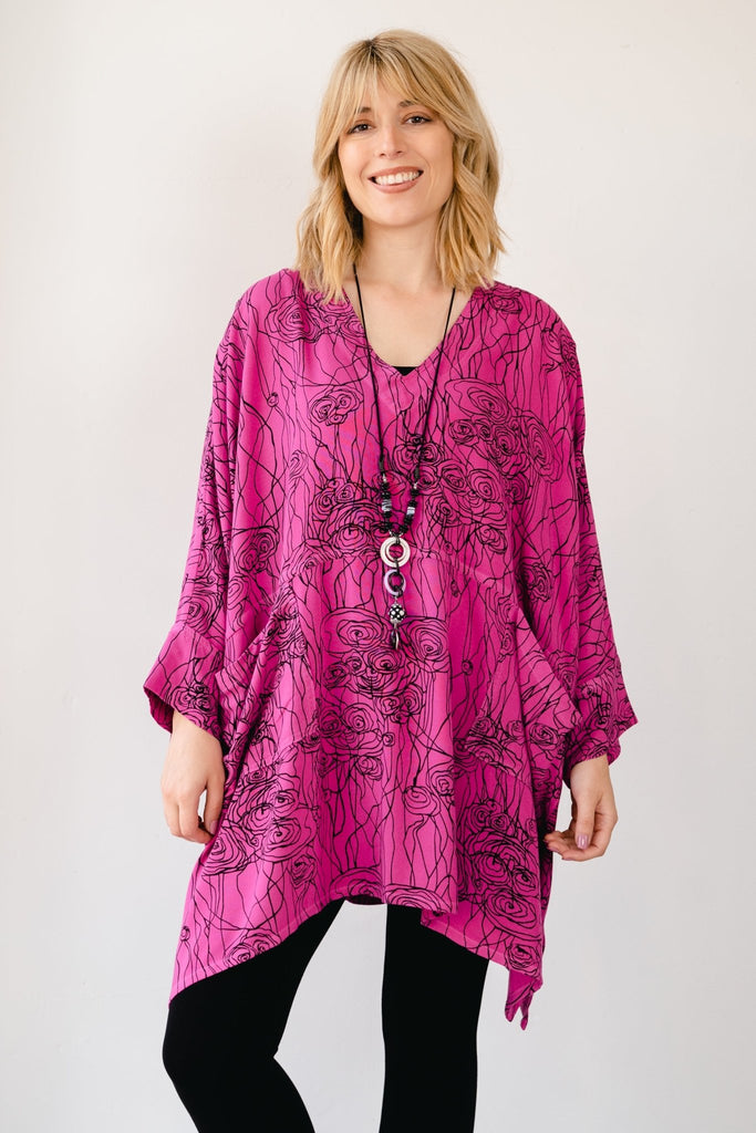 Oversize Top - Fuchsia Print - Dairi - The Wardrobe