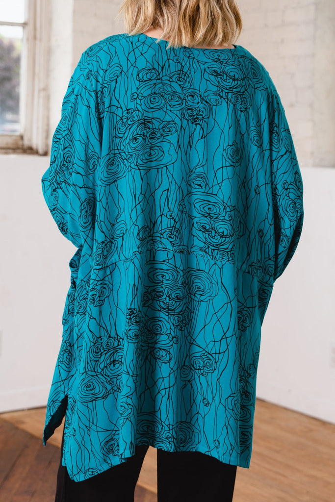 Oversize Top - Turquoise Abstract Print - Dairi - The Wardrobe