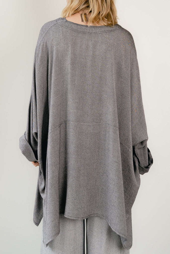 Oversize V-Neck Tunic - Dark Grey - Dairi - The Wardrobe