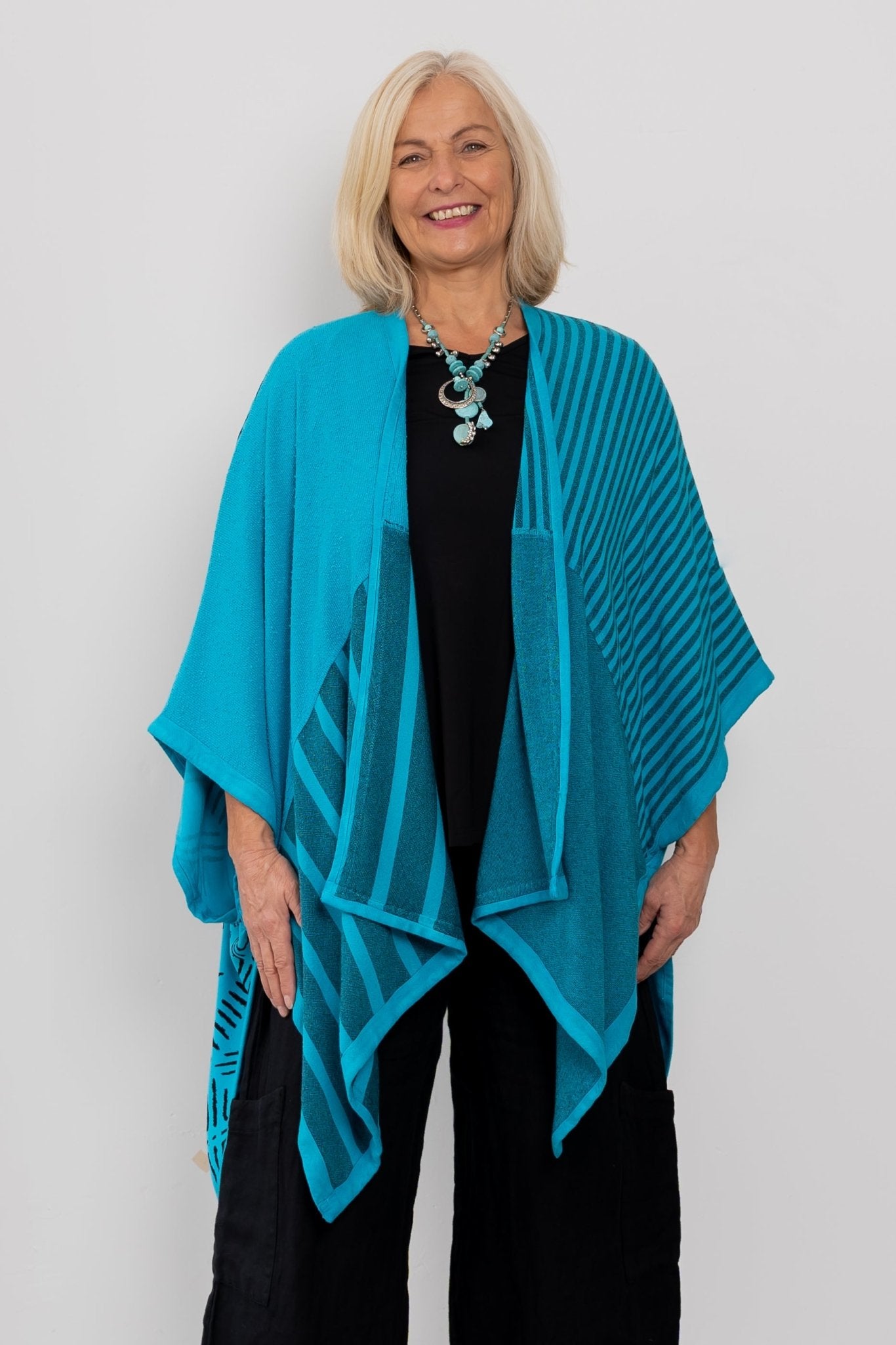 Printed Ruana - Turquoise – The Wardrobe