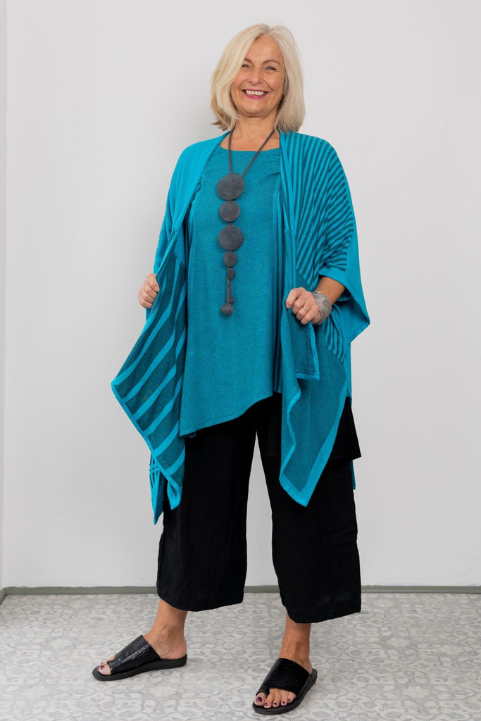 Printed Ruana - Turquoise - Dairi - The Wardrobe
