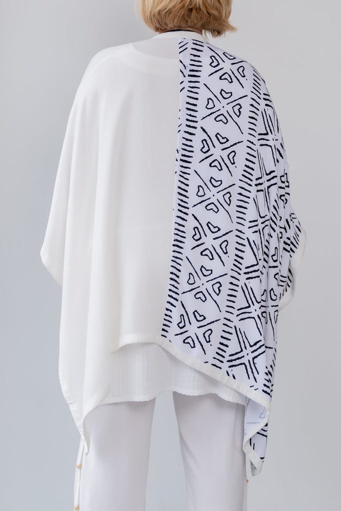 Printed Ruana - White - Dairi - The Wardrobe