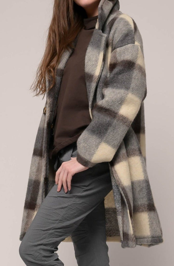 Rosalin Plaid Coat - Ekru by Linen Luv - The Wardrobe