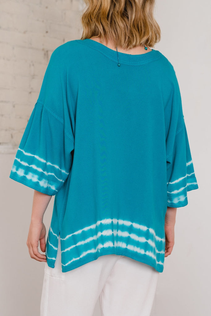 Round Neck Top - Turquoise Tie-Dye - Dairi - The Wardrobe