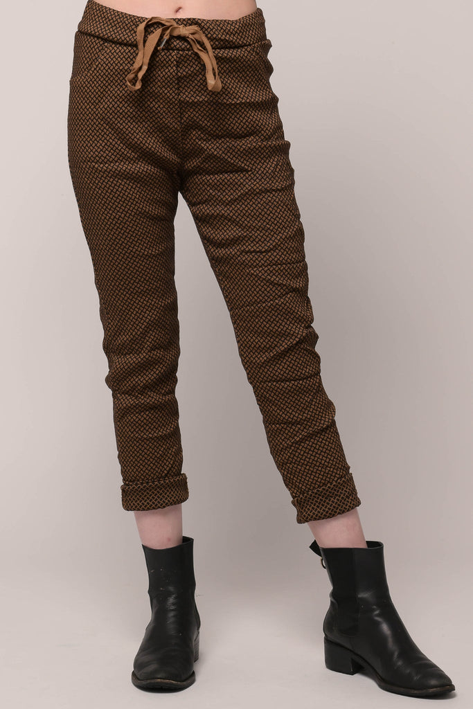 Sigaro Diamond Print Pant - Ekru by Linen Luv - The Wardrobe
