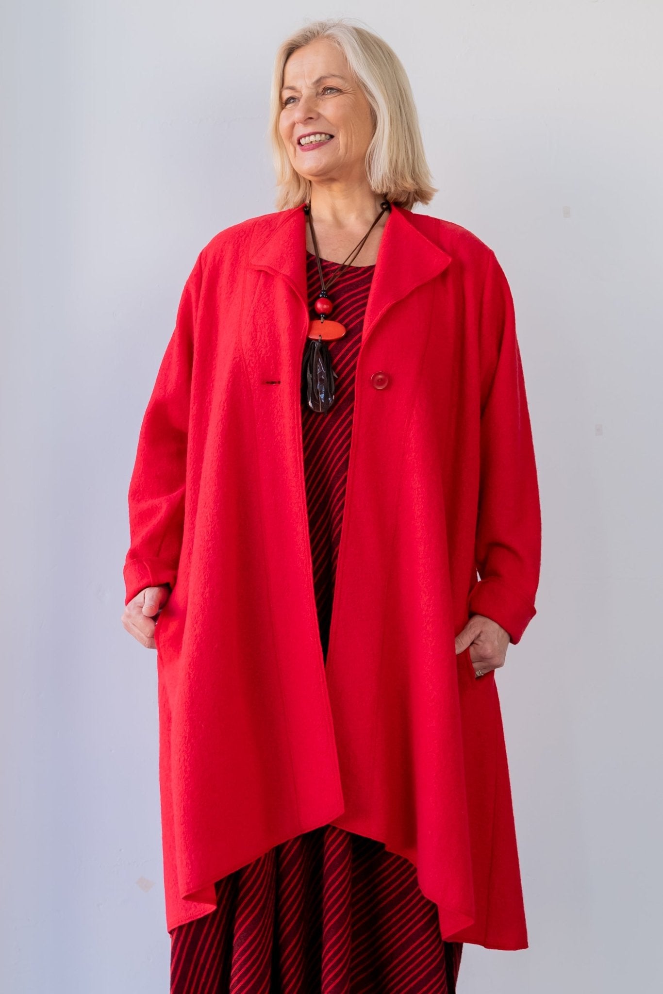 Plus size red wool on sale coat