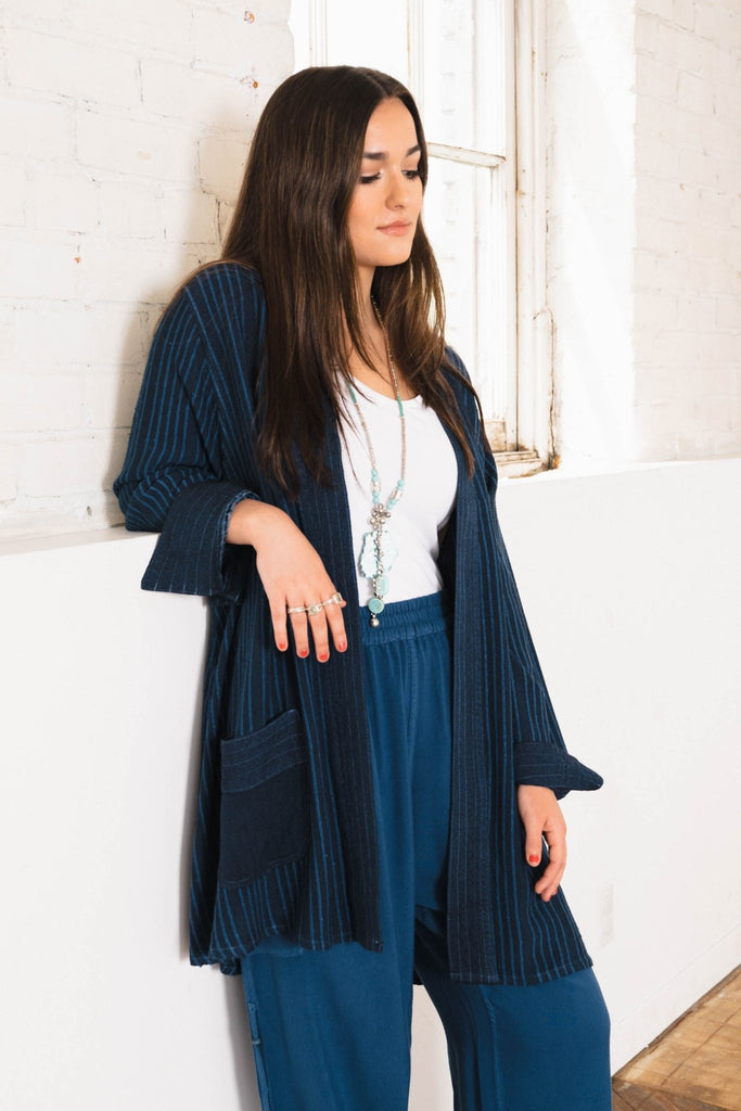 Stripe Cardigan - Midnight Blue - Dairi - The Wardrobe