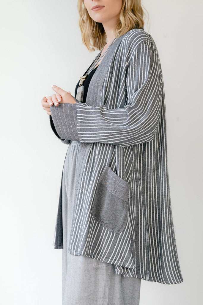 Stripe Cardigan - Natural Grey - Dairi - The Wardrobe