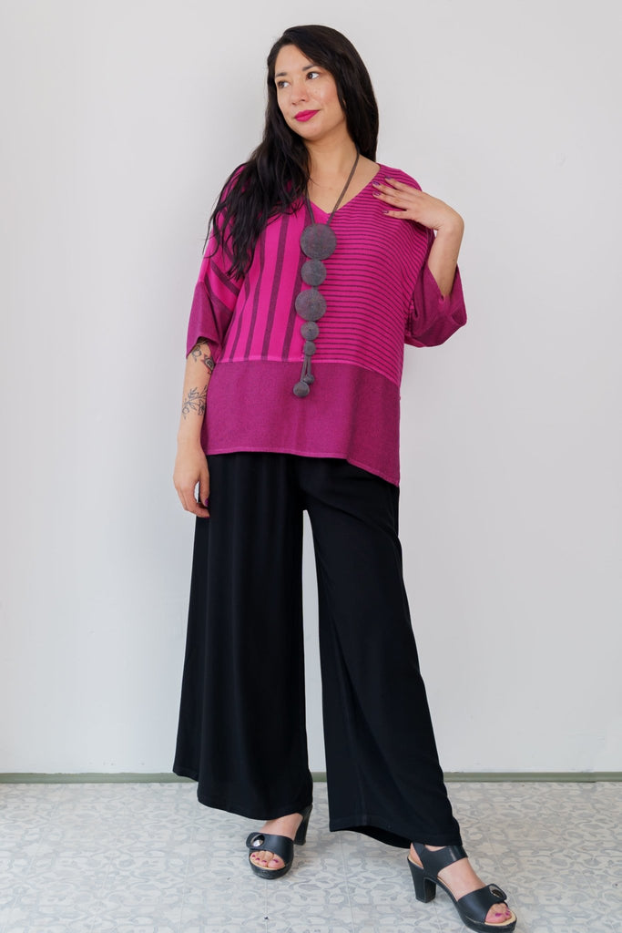 Stripe Combo Top - Fuschia - Dairi - The Wardrobe