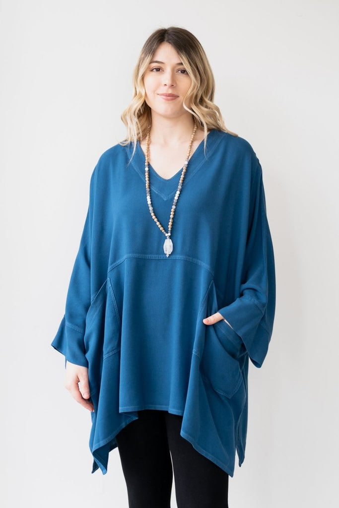 V-Neck Oversize Tunic - Atlantic Blue - Dairi - The Wardrobe