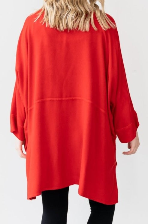 V-Neck Oversize Tunic - Red - Dairi - The Wardrobe