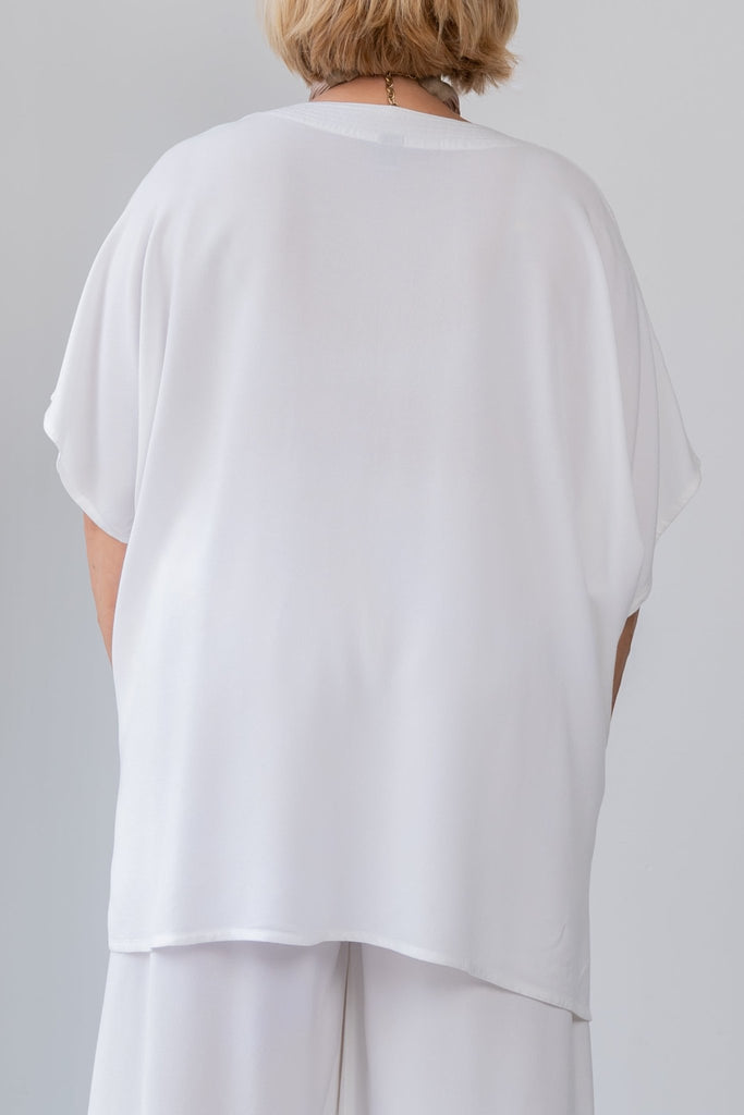 V-Neck Top - White - Dairi - The Wardrobe