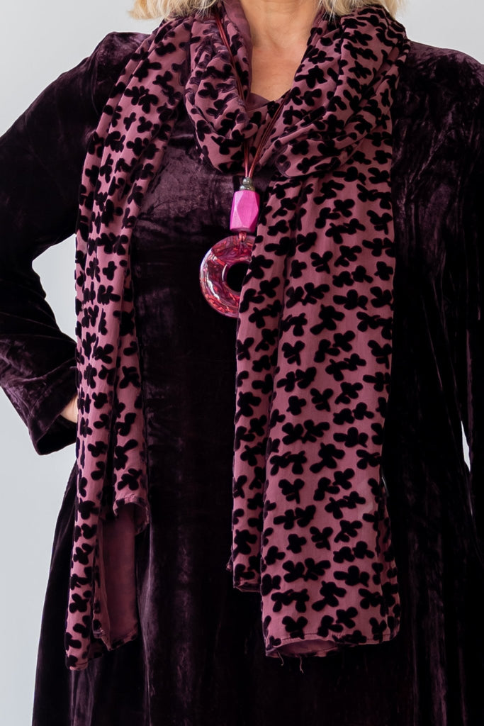 Velvet Printed Scarf - Grizas - The Wardrobe