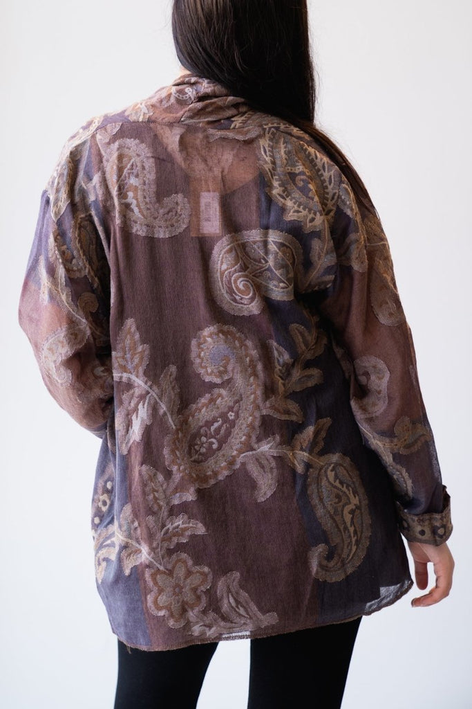 Wool Short Jacket - Grey/Mauve Paisley - BaBa Imports - The Wardrobe