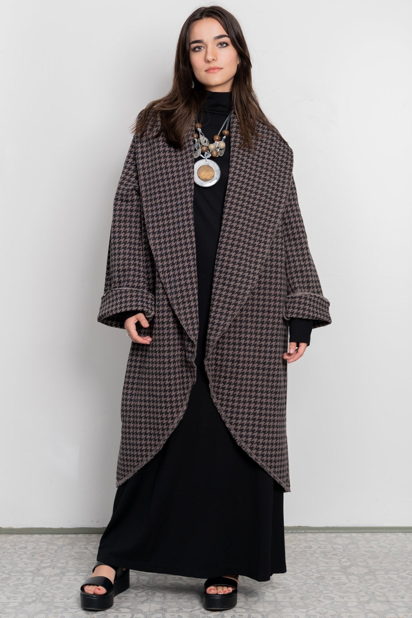 Houndstooth print clearance coat