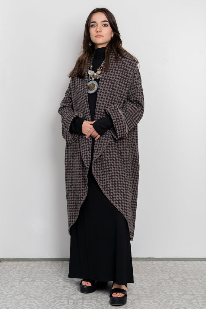 Wrap Coat - Houndstooth Print - Bryn Walker - The Wardrobe
